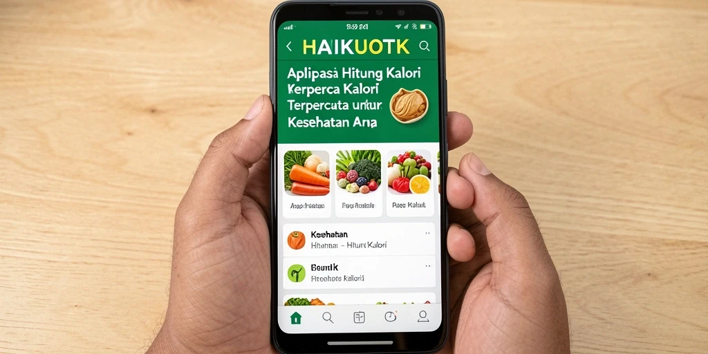 Tampilan antarmuka HAIKUOTK yang menarik untuk menghitung kalori.