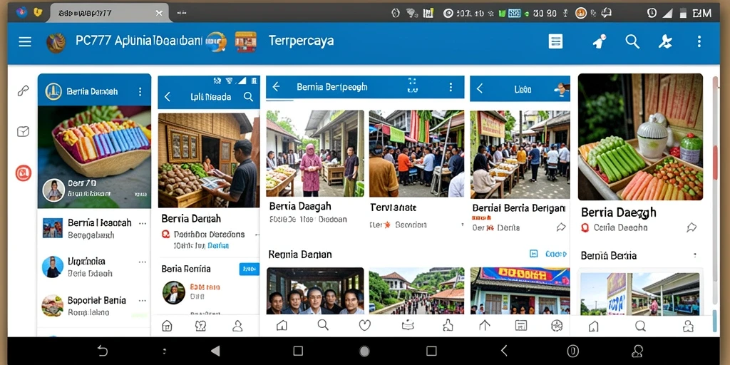 Antarmuka aplikasi PC777 untuk akses berita daerah.