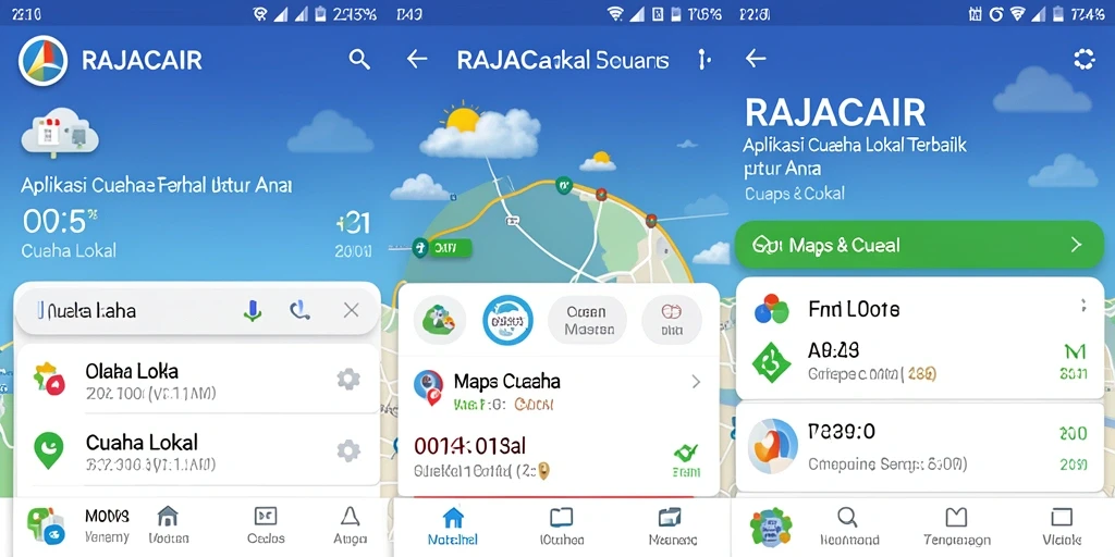Tampilan antarmuka RAJACAIR dengan informasi cuaca lokal yang jelas.