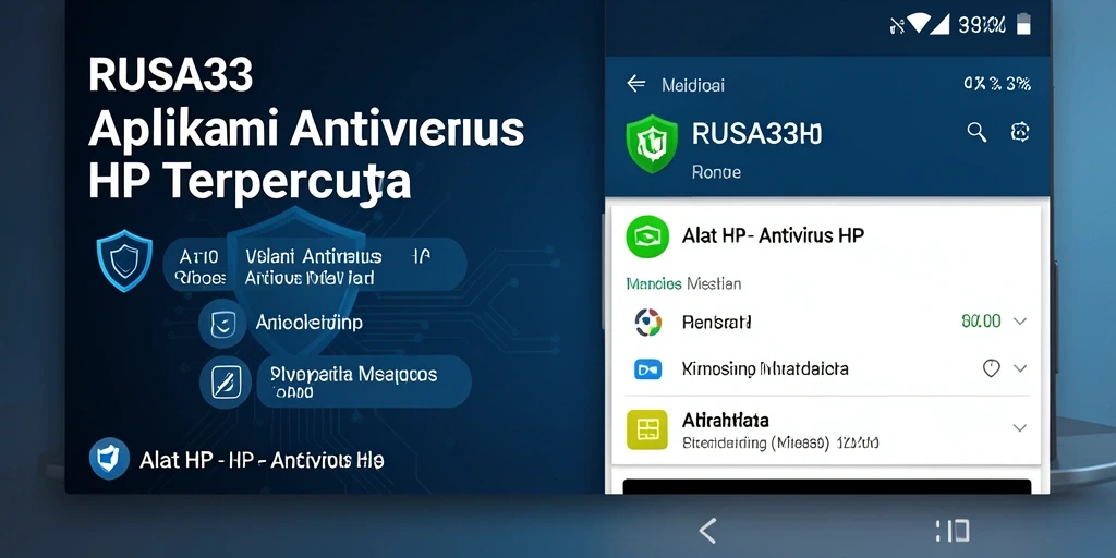 Tampilan utama RUSA33 dengan fitur pemindaian virus dan keamanan data.