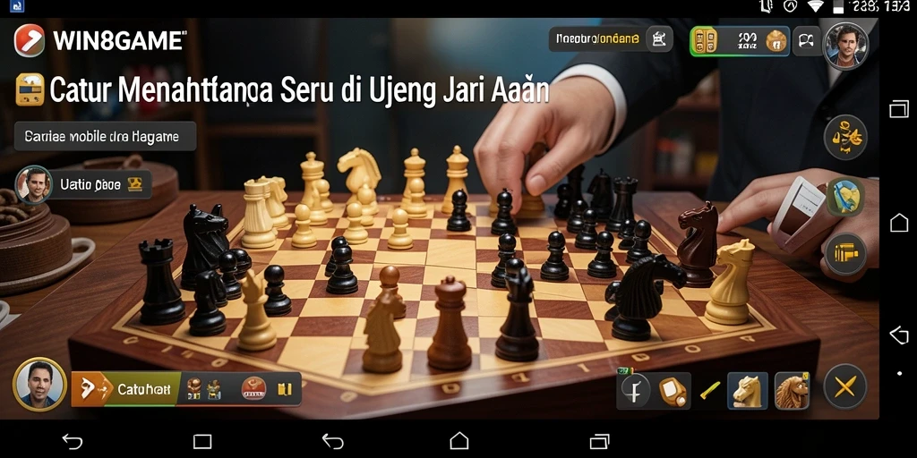 Antarmuka pengguna <strong>WIN8GAME</strong> yang menarik dengan papan catur interaktif.